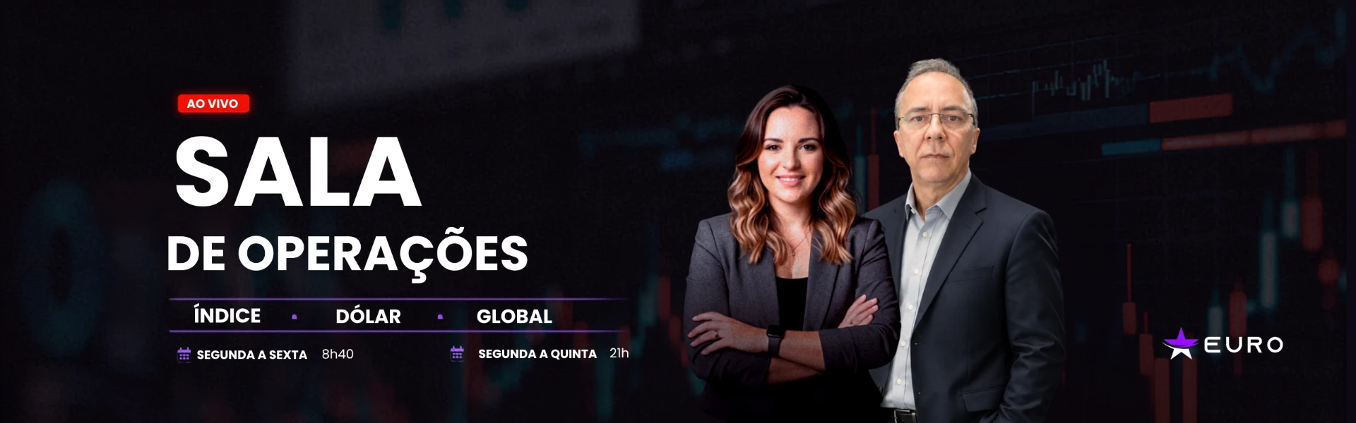 Sala de operações ao vivo — índice, dólar e global
